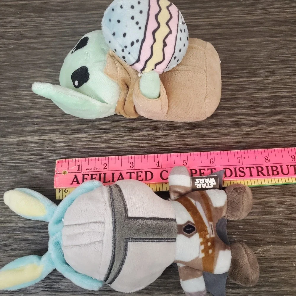 Star Wars Easter‎ Dog Toys Mandolorian Plush Squeaker 2pc Grogu Yoda Mando Bunny